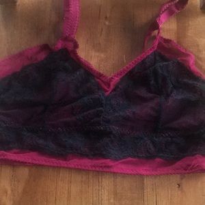 Sheer lacy black and magenta Torrid Bralette size1